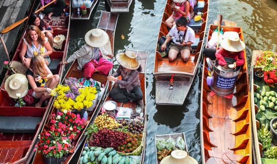 Damnern Saduak Floating Market, Crocodile Farm and Rose Garden One Day Tour with Dinner