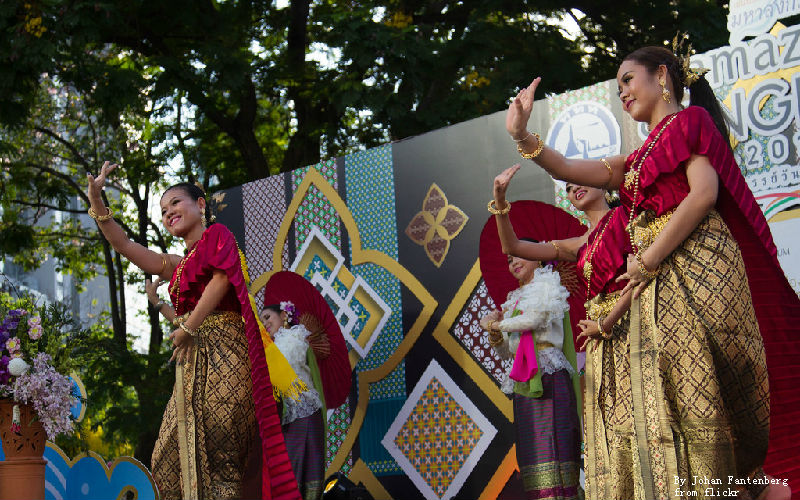 Beauty contest and parade in Songkran Festival.