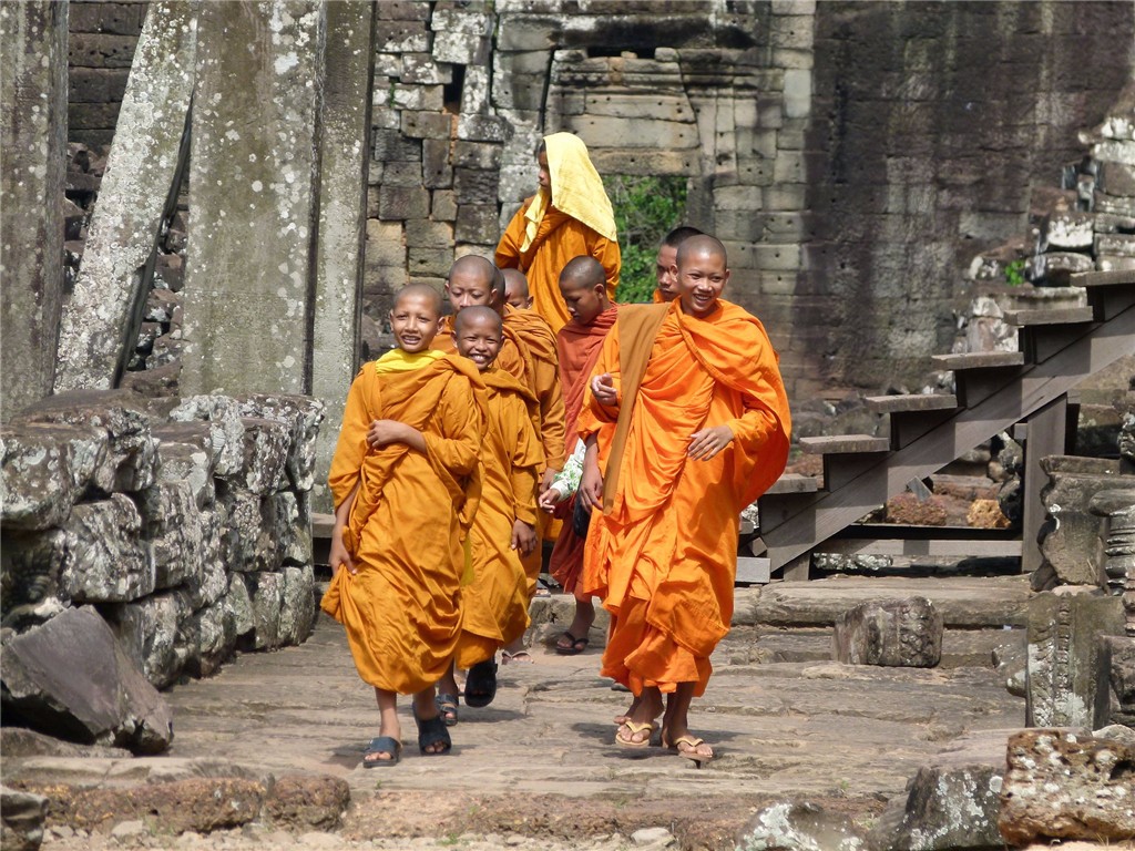 Monks in Angkor Wat