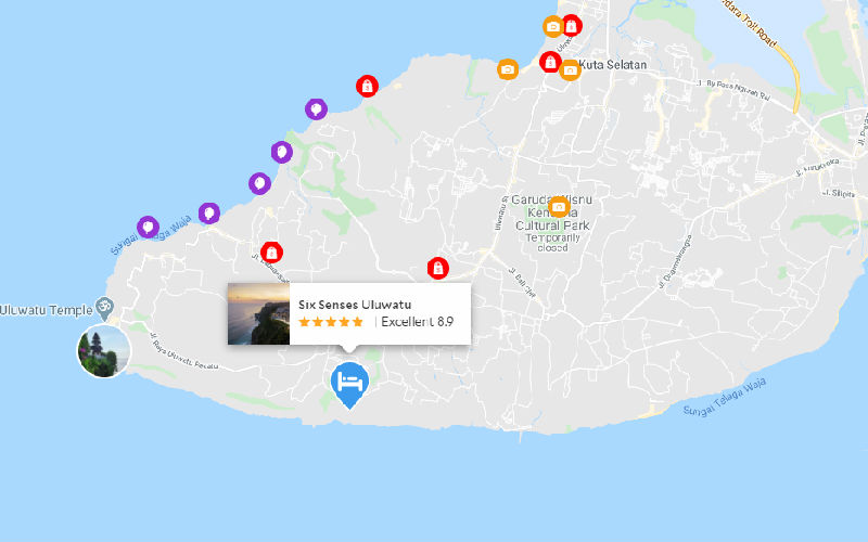 Location of Six Senses Uluwatu