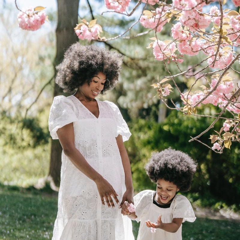 A Kid Plays Happily Under Sakura Tree