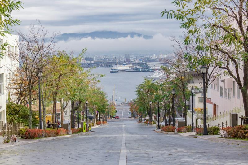 Harbor View of  Hakodate Yahatazaka in Hakkaido Japan in May