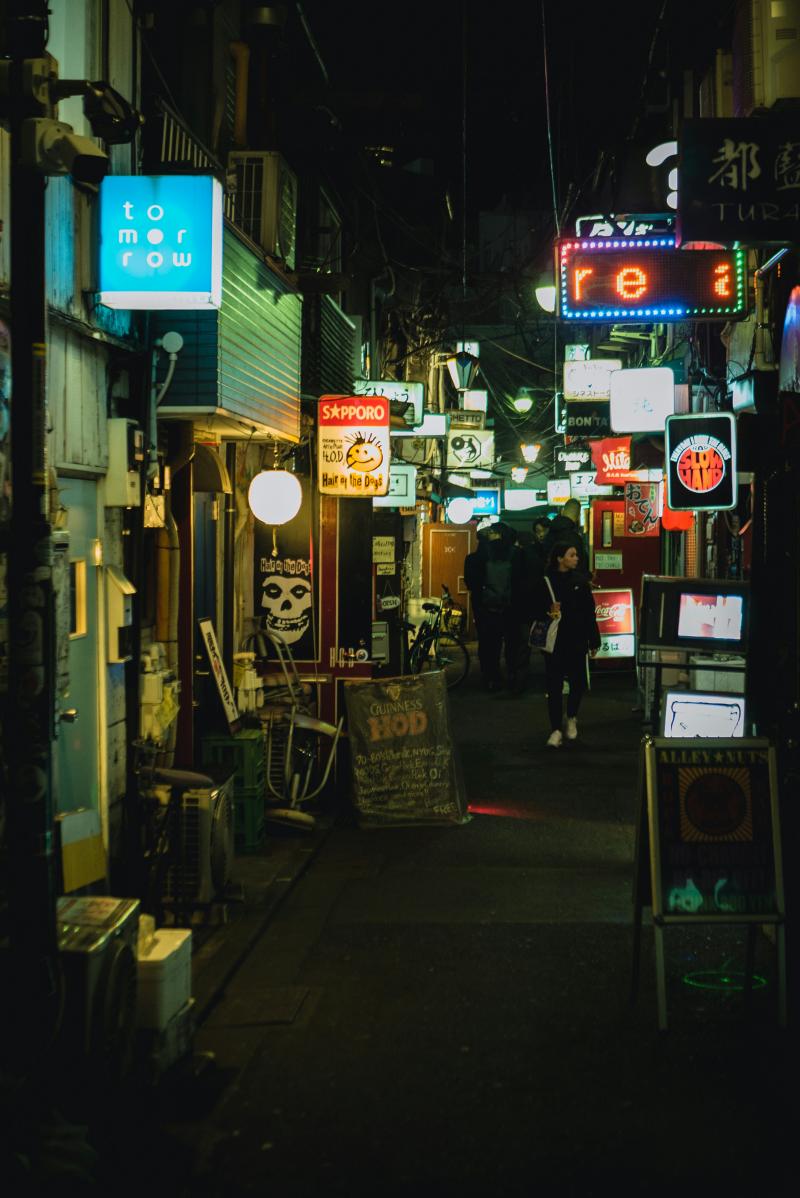 Delve into the Golden Gai Alley in Shinjuku at Night