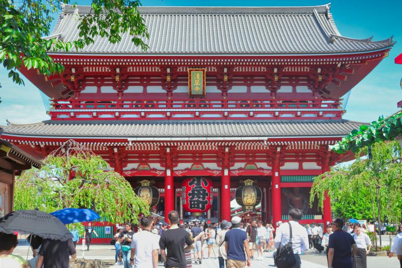 People Visit Sensoji Temple During August in Tokyo
