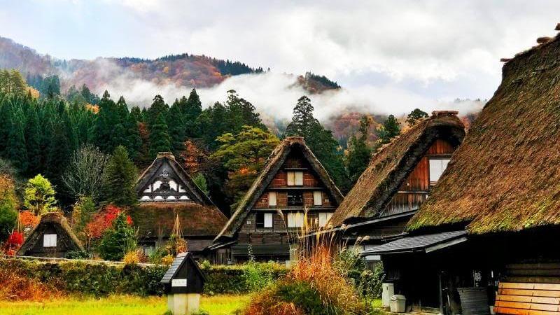Japan Autumn Scenery at Shirakawa-go
