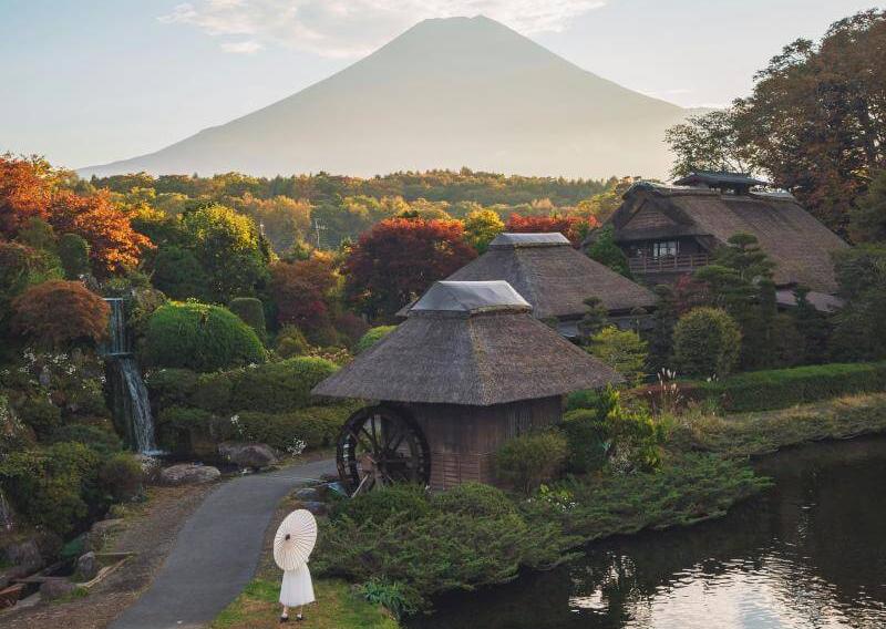 Enchanting View of Mt Fuji Fall Foliage from Oshino Hakkai