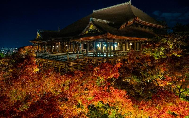 Kiyomizu Dera Temple Illumination in Late November in Japan