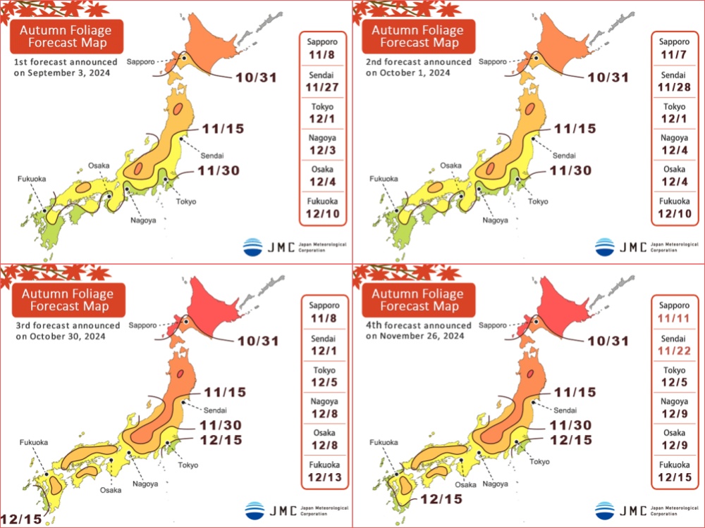 Fall Foliage Prediction Map 2024 Japan by JMC