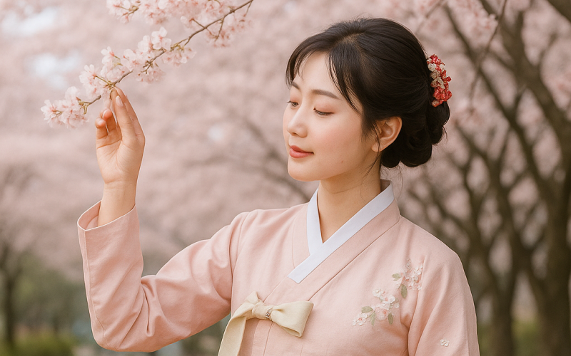 Photos of Wearing Hanbok at Cherry Blossom Spots in Korea