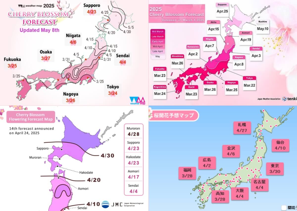 Sakura Forecast 2025 by Japan Official Agencies