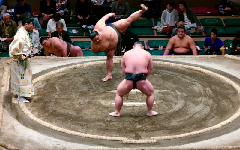 Warm-up Before Sumo Wrestling Match