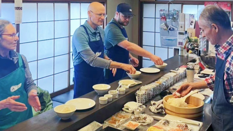 Travelers can join a Japanese cooking class and learn how to make traditional dishes.
