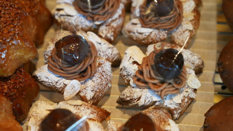 Flaky chestnut cream danishes, a beloved autumn delight in Japan.