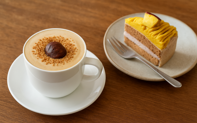 Chestnut Latte and Sweet Potato Cake
