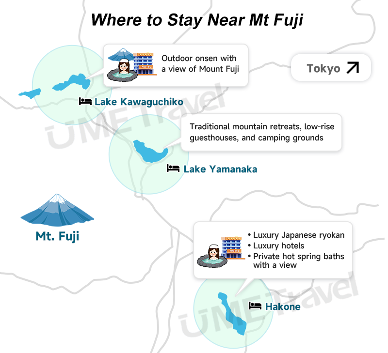 Map of where to stay around Mount Fuji