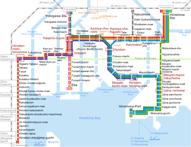 Hiroshima Electric Railway Route Map