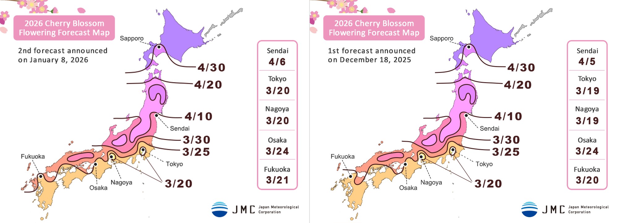 Release of Japan Cherry Blossom Forecast 2026 by JMC