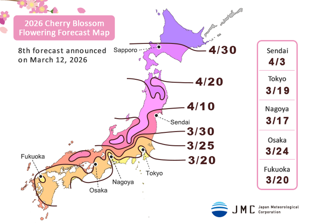 8th Release of JMC Sakura Forecast 2026 on March, 12