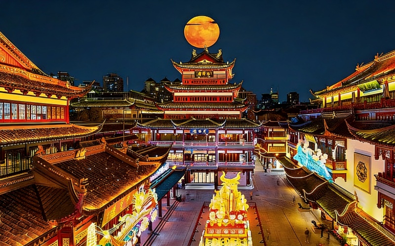 Night View of Yu Garden