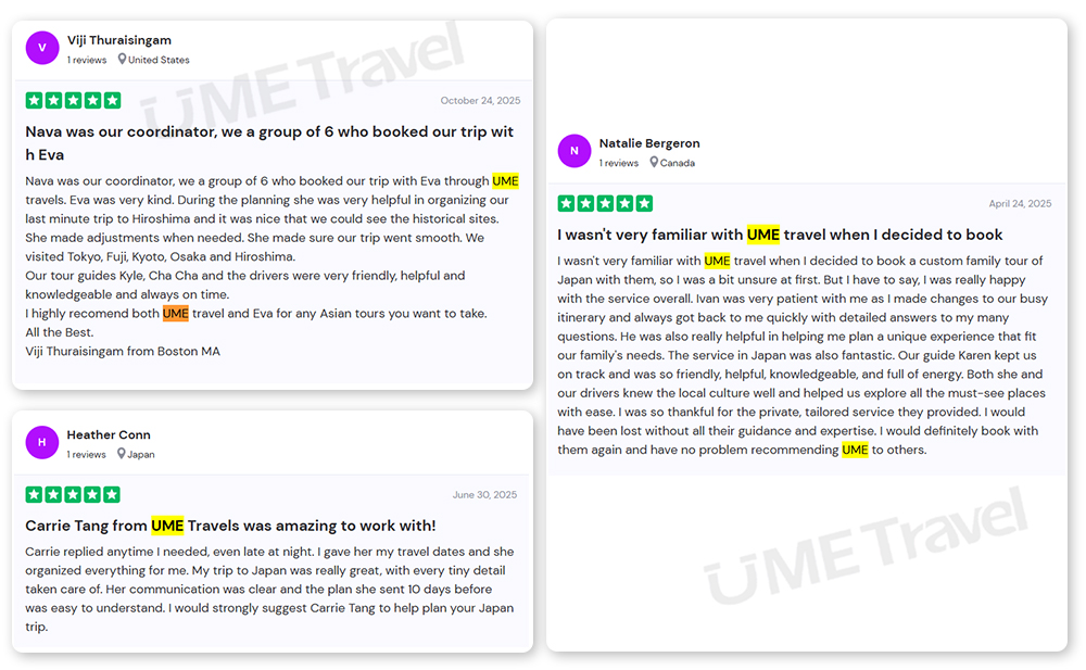 5-Star UME Travel Japan Reviews