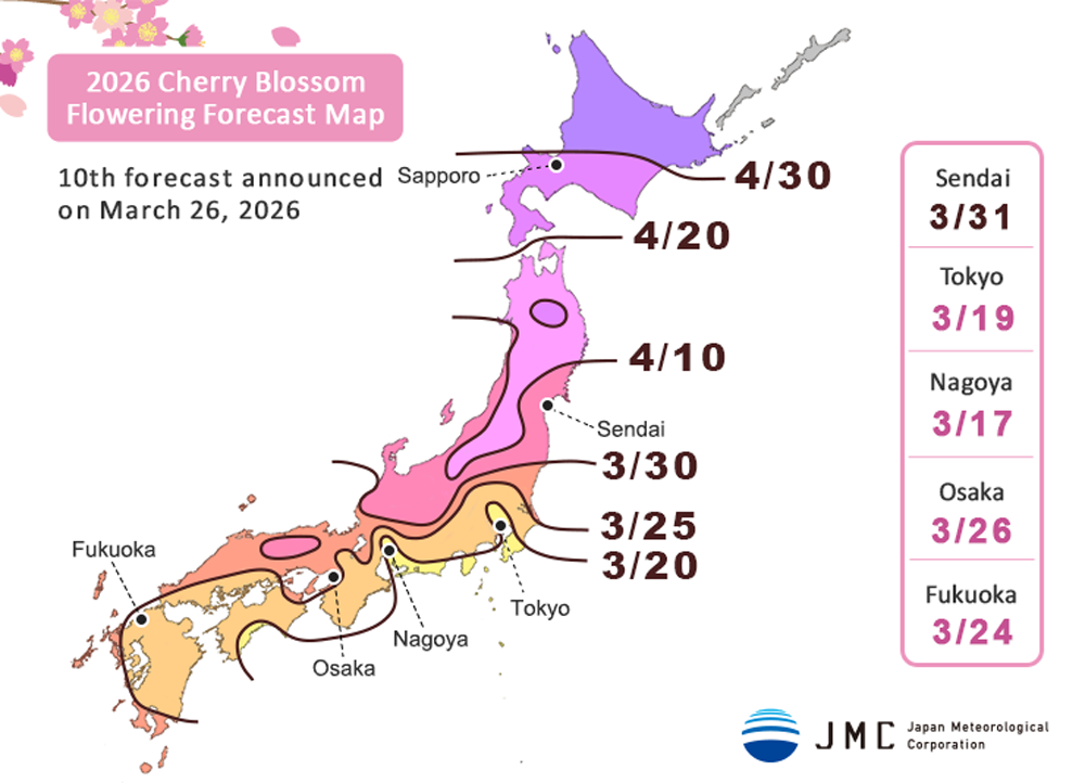 10th Release of JMC Sakura Forecast 2026 on March, 26