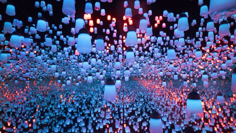 Head over to the TeamLab exhibition on a rainy day in June.