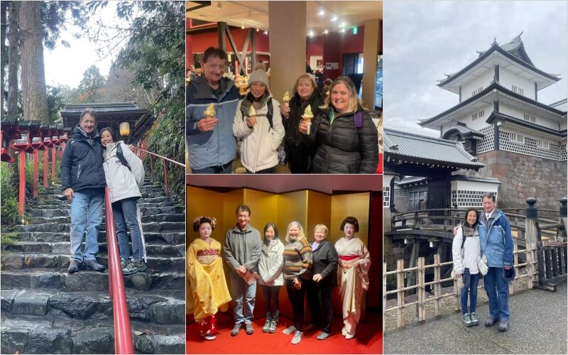 Senior travelers enjoying cultural experiences, local traditions, and historic landmarks during their journey through Japan.