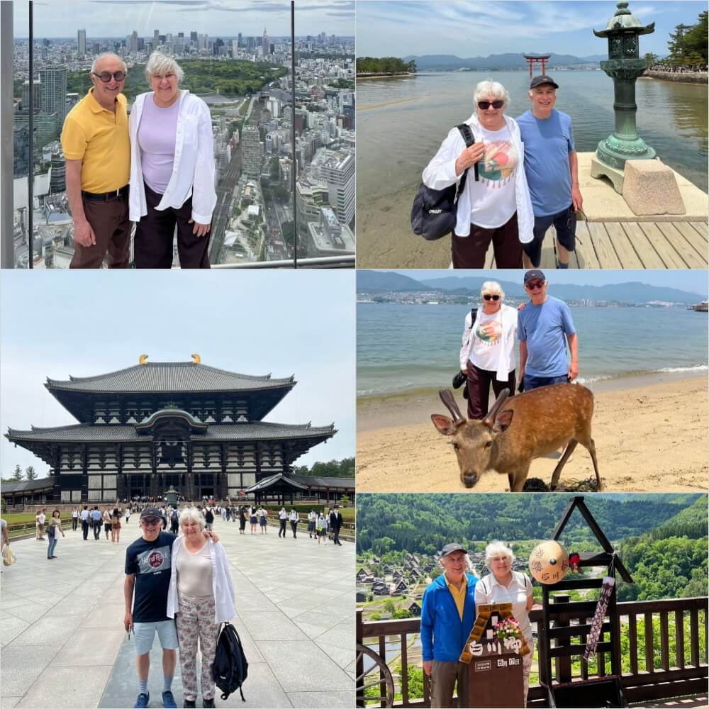 A senior couple exploring some of Japan’s most iconic destinations, from Tokyo and Miyajima to Nara and Shirakawa-go.
