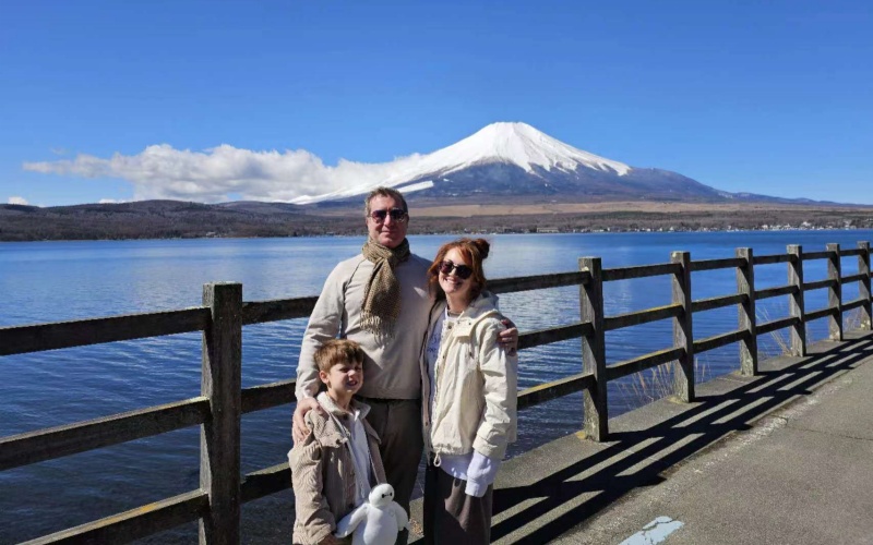 Family with Young Children at Mount Fuji Japan