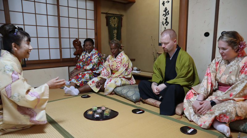 Traditional Japanese tea ceremony experience in Tokyo, matcha preparation in private tatami room