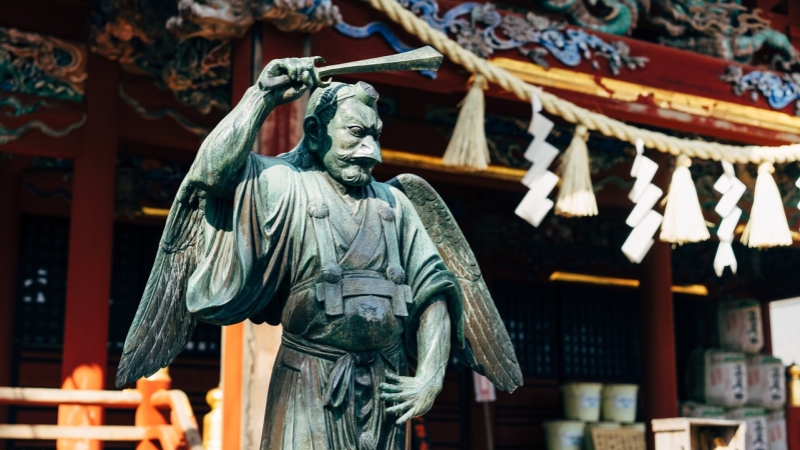 In cool October Tokyo weather the Takao Mountain shrine offers a peaceful autumn atmosphere surrounded by forest and traditional spiritual charm