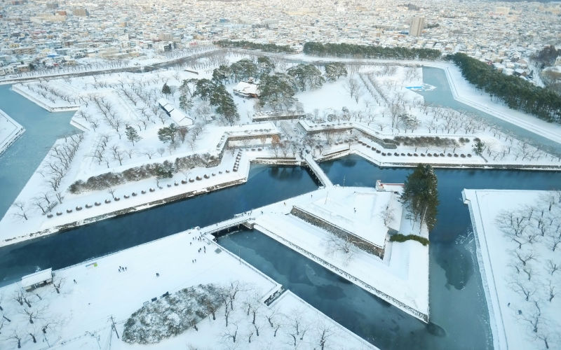 Goryokoku Park in Hakodate after snow