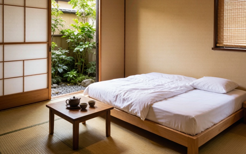 Senior Friendly Ryokan Western Bed Garden View