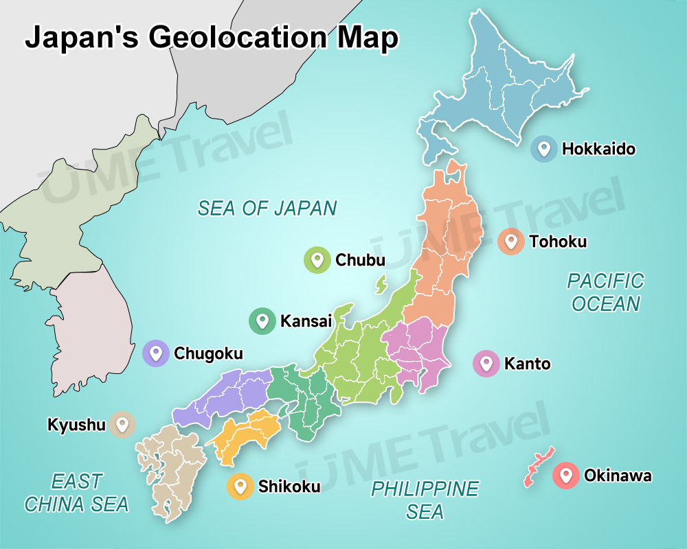 Recognize Japan's location on the map
