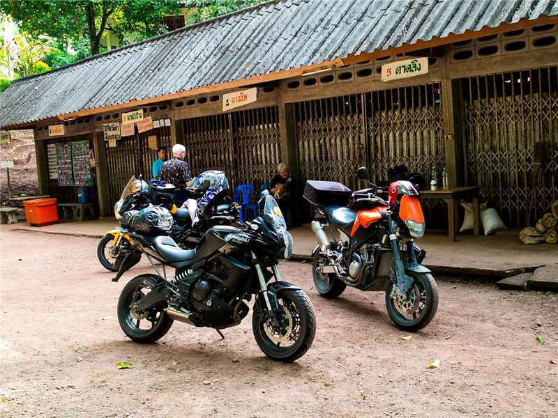 Motorcycle helmet and motorbike. Motorcycle safety. Samui