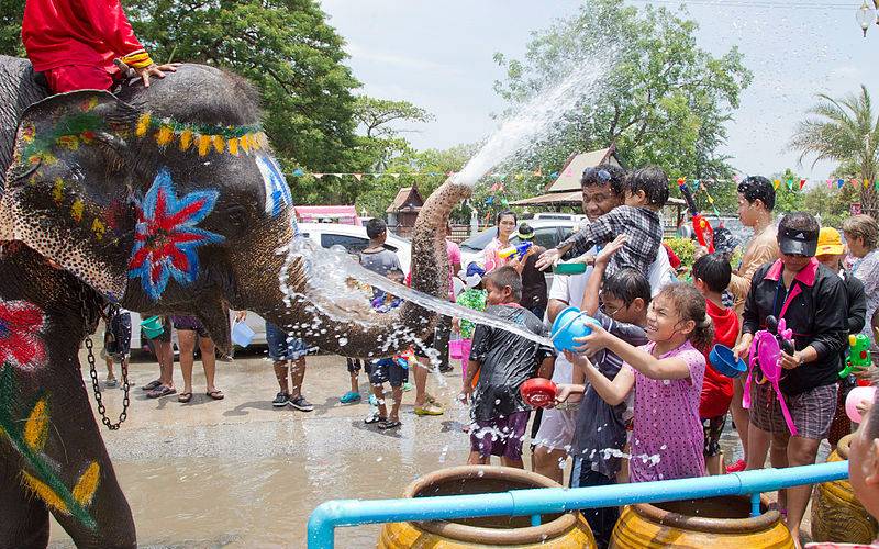 Splashing water in Songkran Festival