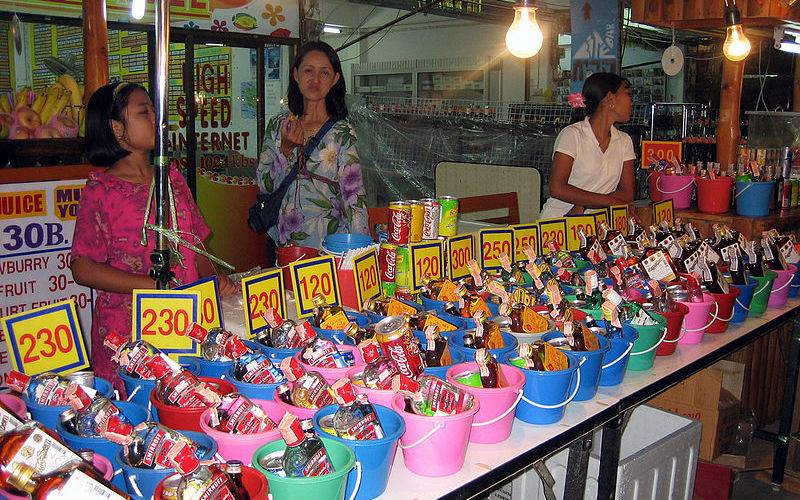 Alcohol buckets in Ko Pha Ngan.