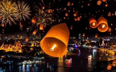Thailand Yee Peng Sky Lantern Festival Celebration