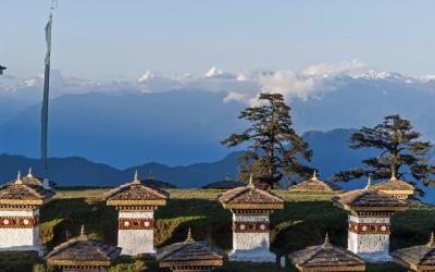Dochula Pass with 108 Memorial Chortens