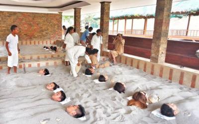 Volcanic sand spa therapy