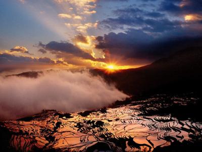 Yunnan Rice Terraces and Gansu Rainbow Mountains