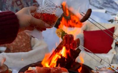 Unique BBQ in the Snowy Forest