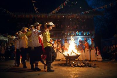 Evening Bonfire Dance with Local Tibetans